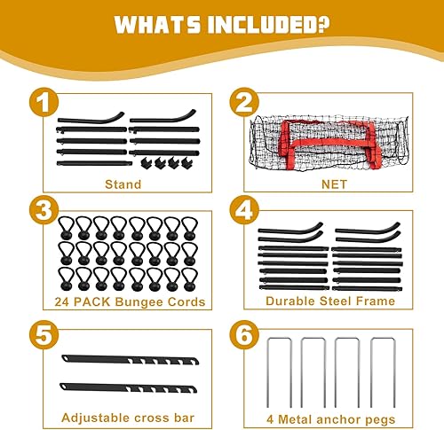 Miniatura 3 de Red de voleibol ajustable 7x4 pies, equipo de entrenamiento de voleibol para lacrosse, béisbol, fútbol, tenis, rebotador de voleibol de patio para