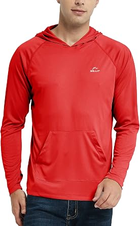 Willit Mens UPF 50+ Sun Protection Hoodie Shirt Long Sleeve Rash Guard Fishing SPF Outdoor UV Shirt Lightweight Pocket