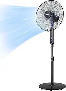 PELONIS 16" Oscillating Pedestal Stand Up Fan | Adjustable Height | Ultra Quiet DC Motor | Remote Control | 12 Speed | 12-...