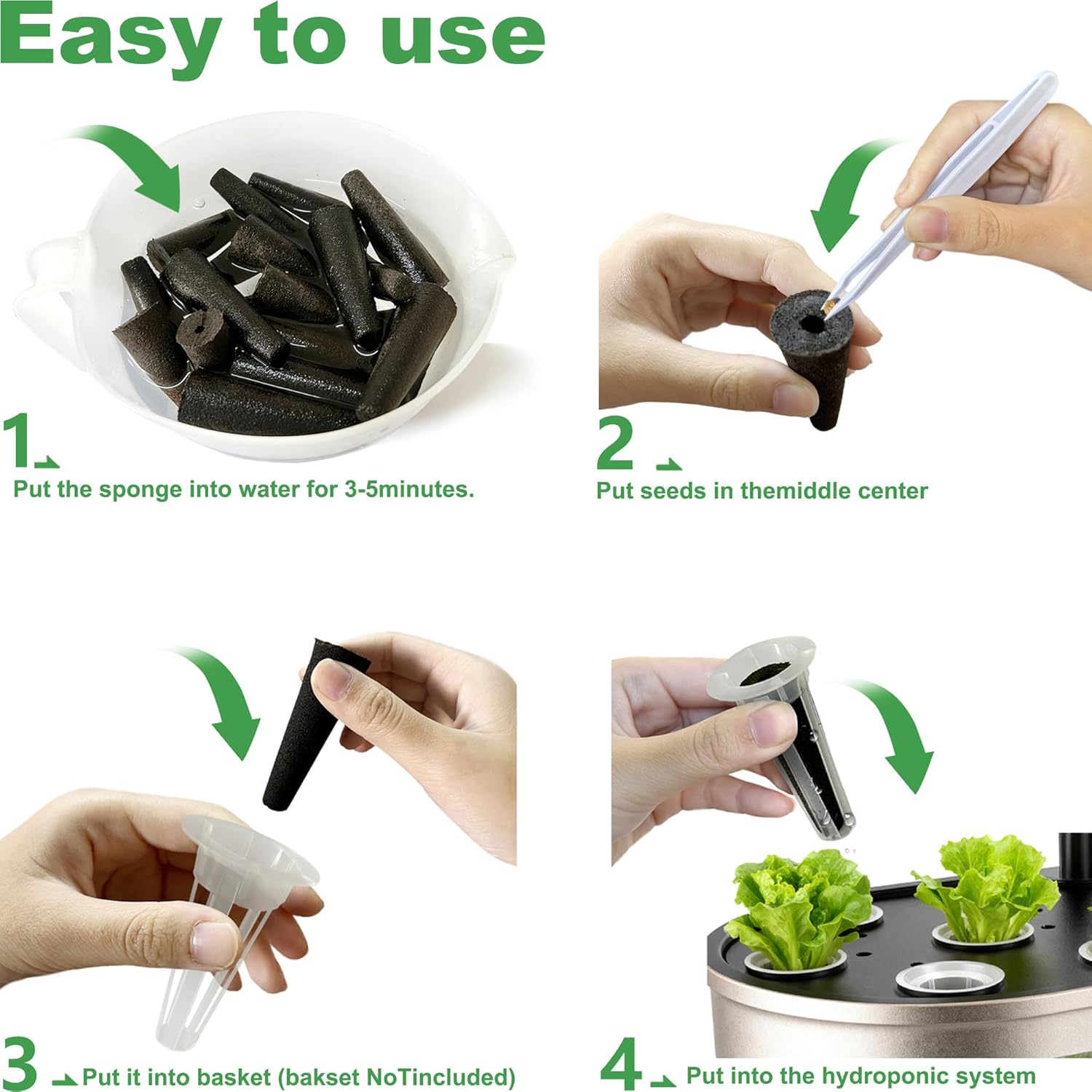 Grow Sponges 60 Pack, Hydroponics Replacement Root Growth Sponges Compatible with Aero Garden iDOO and Most Other Brands,Sponge for Hydroponic Indoor Garden System - Image 4