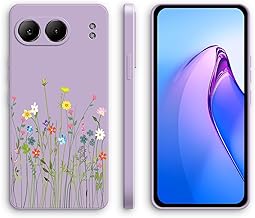 XINYEXIN Silicone Case for OnePlus Nord 4 5G with Cute Pattern, Ultra Thin Straight Edge, Soft Silicone Mobile Phone Case, Shockproof Protective Case - Flowers, Purple