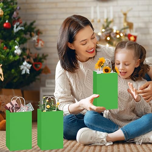 Miniatura 8 de Paquete de 48 bolsas de regalo pequeñas con papel kraft de 8 colores, 5.25 x 3.25 x 8.25 pulgadas, bolsas de recuerdo de fiesta con asas para