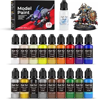 Nicpro 18 Colors Model Paint Set, 20ml Ready to Use Modeling Acrylic Paints, Brush & Airbrush Compatible, Miniature Paint Set for Beginners & Artists on Models, Figures, Crafts, Canvas, with 1 Thinner
