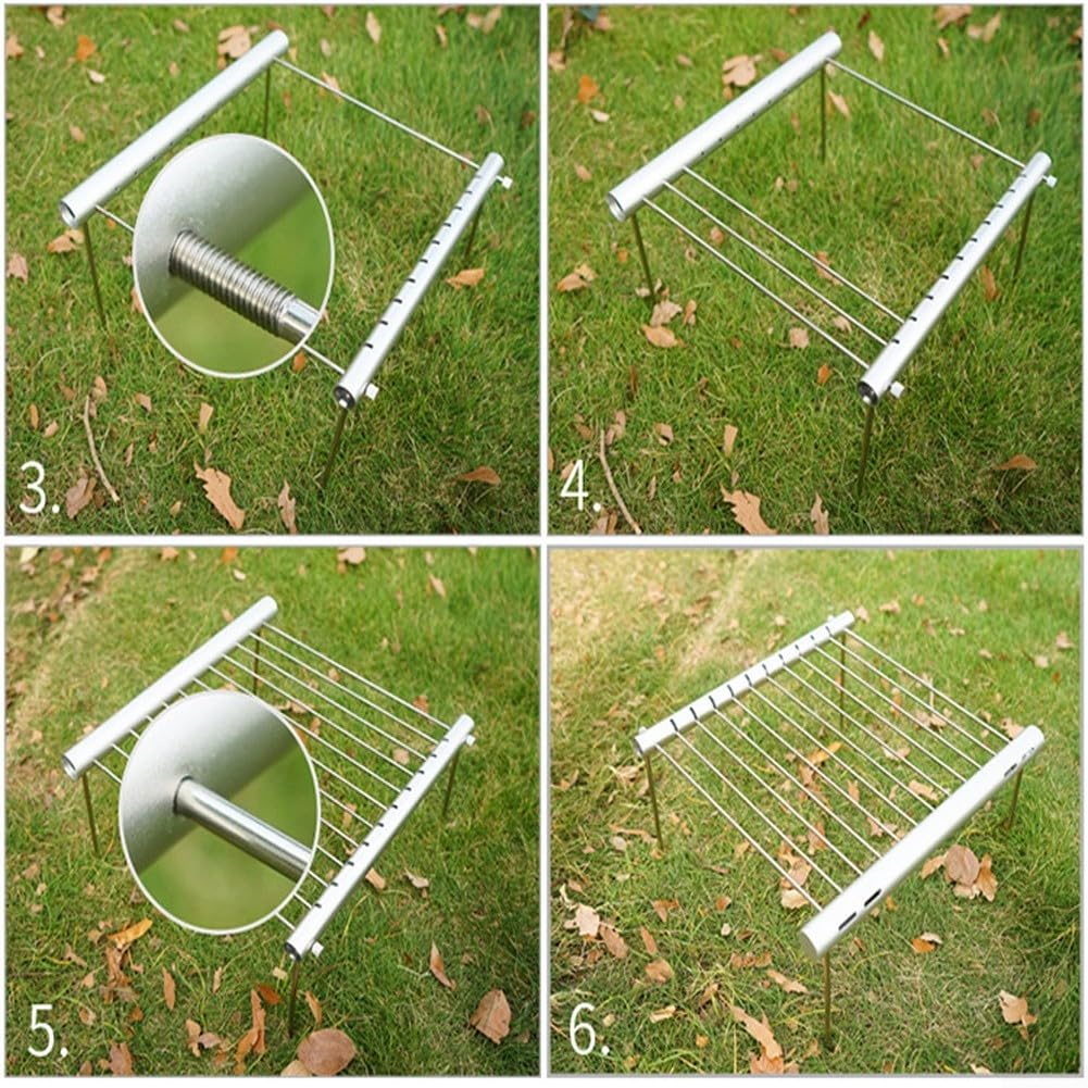 Griglia pieghevole per falò portatile in acciaio inossidabile 304 Griglia per barbecue con supporto staccabile Installazione rapida Rack di cottura del fuoco all'aperto campeggio cortile feste in