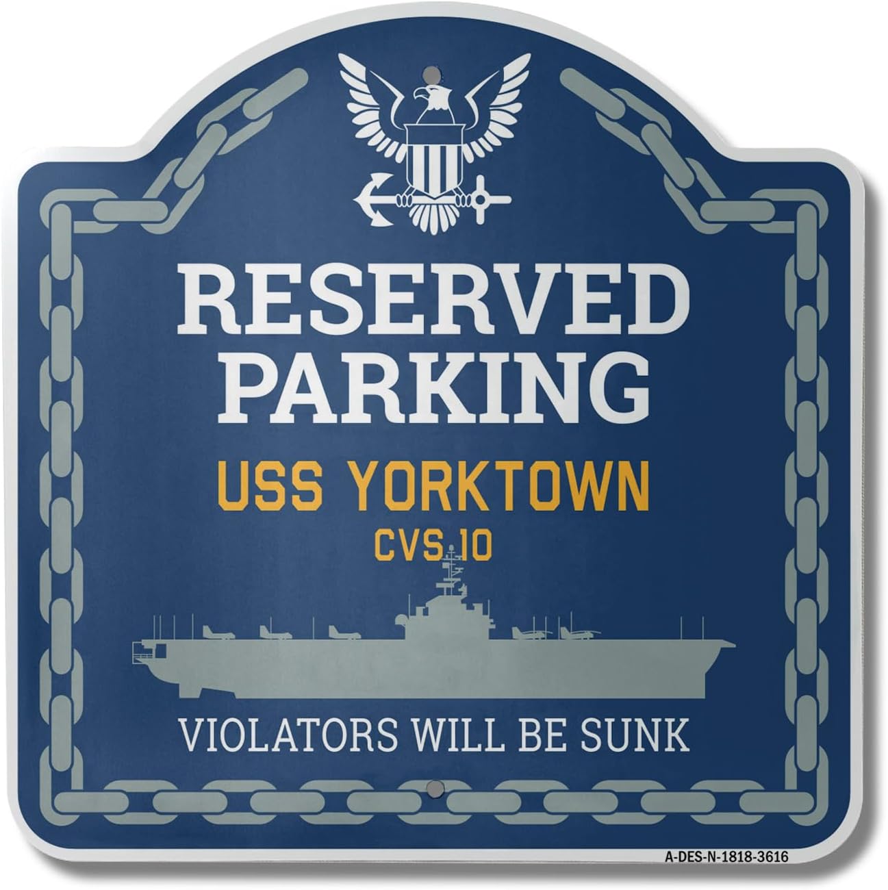 USS Yorktown CVS 10 | 18" X 18" Heavy-Gauge Aluminum Architectural Sign | SignMission Designer Navy Ship Sign Veteran Sailor Gift | Made in The USA