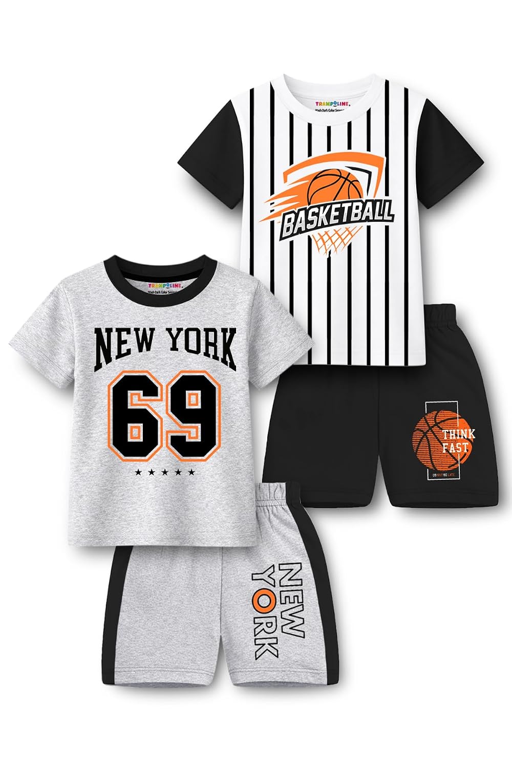 Trampoline Boys Printed T-Shirt and Shorts Set Pack of 2 | Kids Half Sleeve Graphic Print Tee with Elastic Waist Shorts | ... - Review, Price and Buying Guide