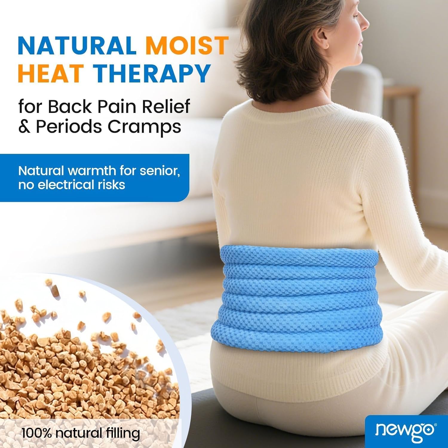 NEWGO Microwavable Heating Pad for Hip and Microwavable Heating Pad for Back