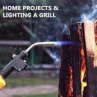 Vista 5 de MAPP/MAP/PROPANE - Antorcha de gas, temperatura máxima de 2372 ℉/2,372.0 °F para soldadura, soldadura, descongelación, parrilla y más, seguro de uso