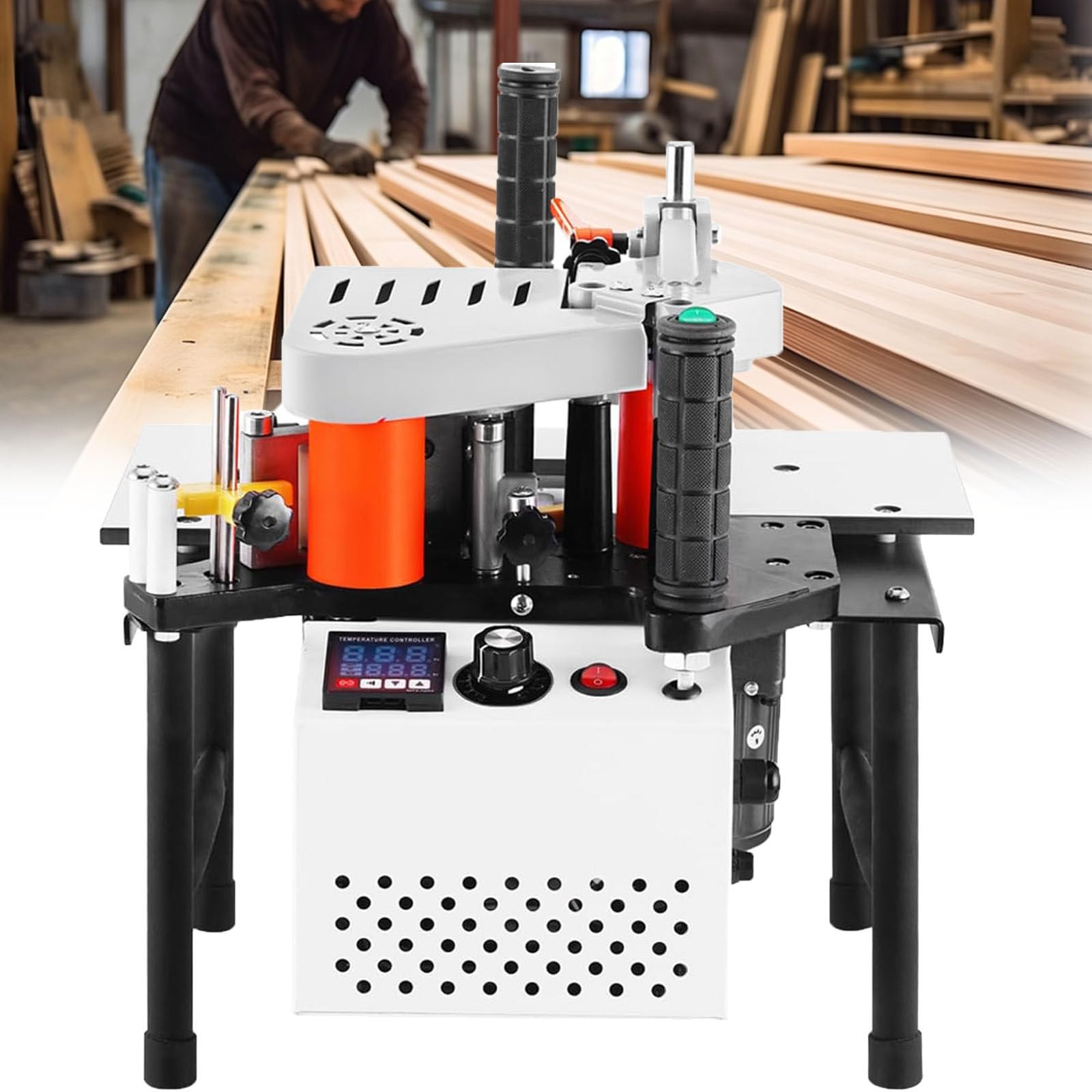 ylpddmm Woodworking Edge Bander 1200W, Portable Edge Banding Machine White