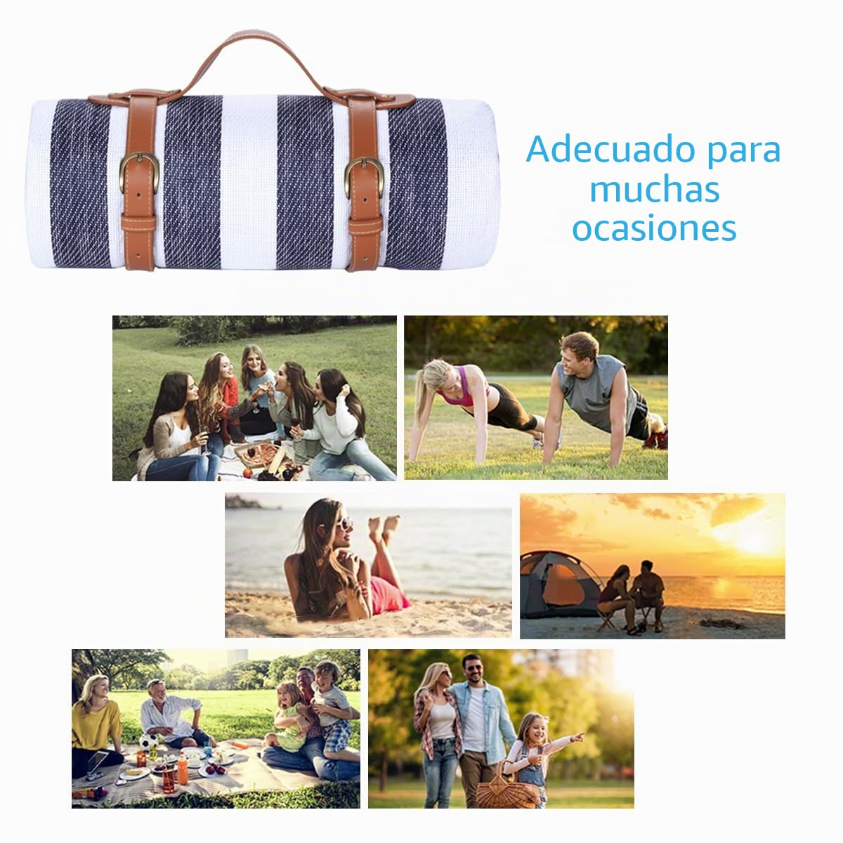 Manta de Picnic 150 x 200 cm,Impermeable Manta de Playa portátil, Manta de Camping Aislada a Prueba de Arena con Asa de Transporte, Perfecta para Picnic/Al Aire Libre/Camping/Playa/Parque