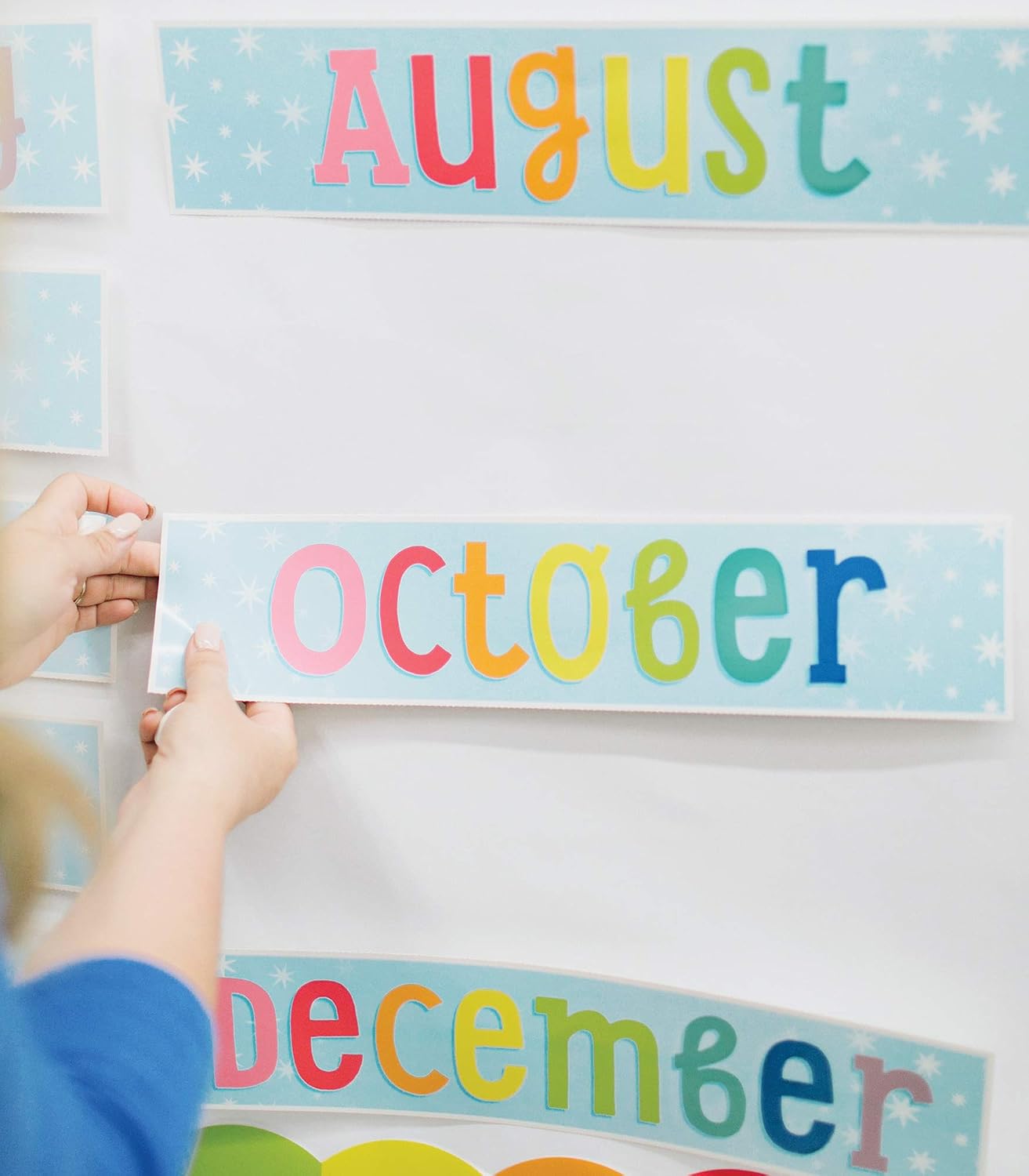 Schoolgirl Style Hello Sunshine Calendar Bulletin Board Set, Colorful, Boho Monthly Wall Calendar with Monthly Headers, Numbers, Weather and Days of the Week Chart, Rainbow Classroom Decor (94 pc)