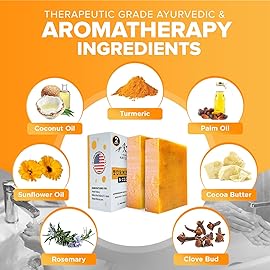 iHeart Nature Turmeric Bar Soap (2-Pack) - Face & Body Cleanser for Dark Spots - Clove Essential Oil, Creamy Aromatic Lather