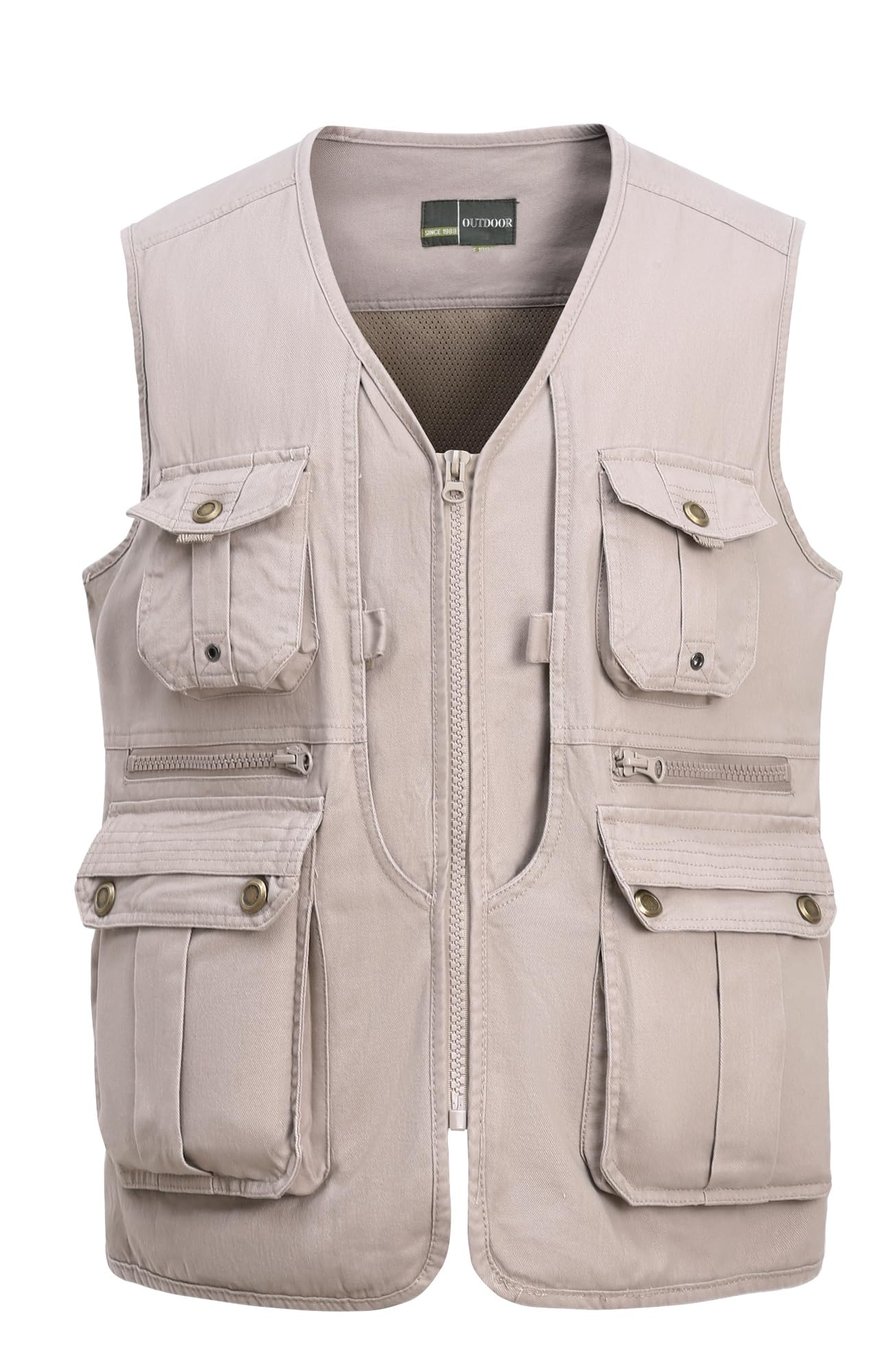 Homme Gilet de Pêche Multi-Poches Gilet de Plein air Sport Respirant Coton Gilets Grande Taille Loisirs Veste Respirant à Séchage Rapide Gilet pour Photographie Camping