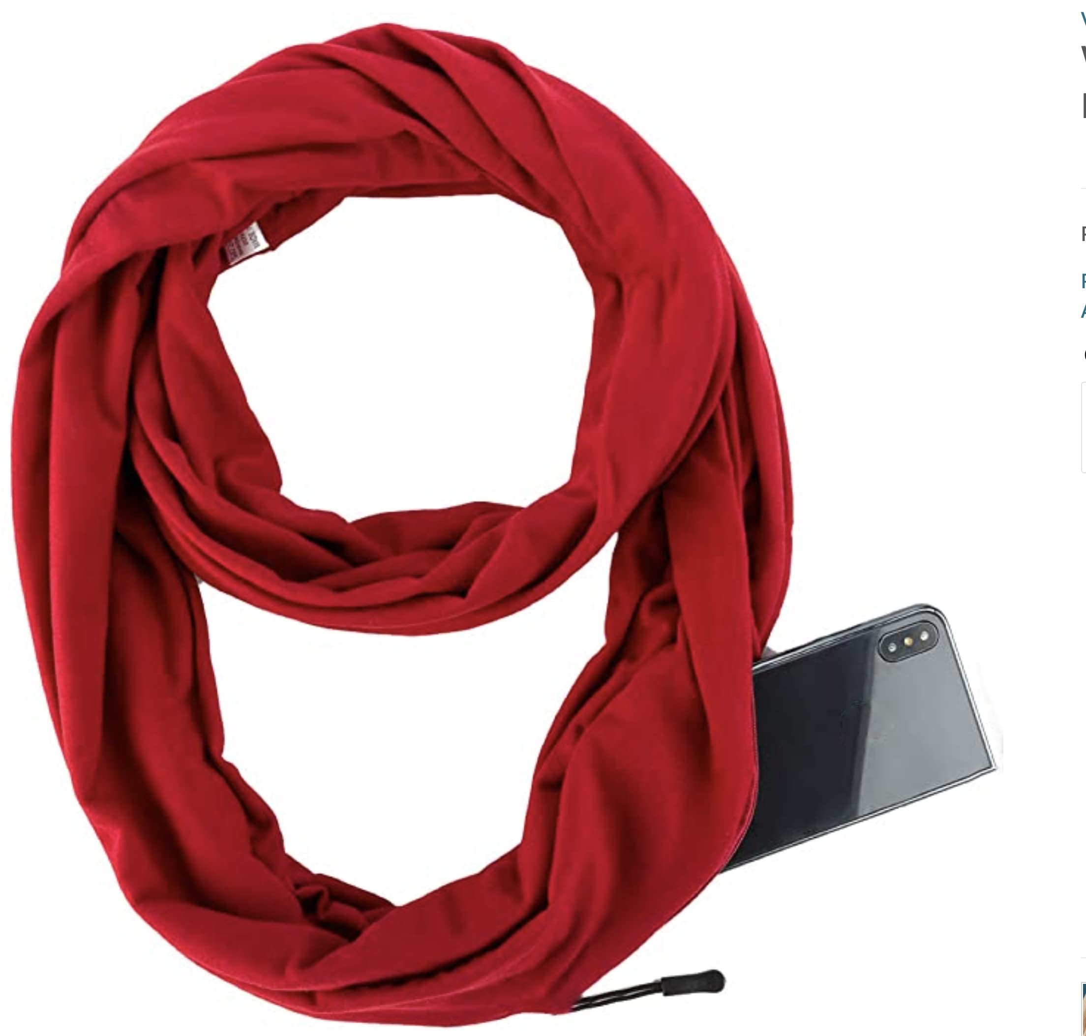 World Of Shawls Women's Maroon World Of Scarfs Hidden Zipper Secret Pocket Scarf Snood Wrap (Maroon)