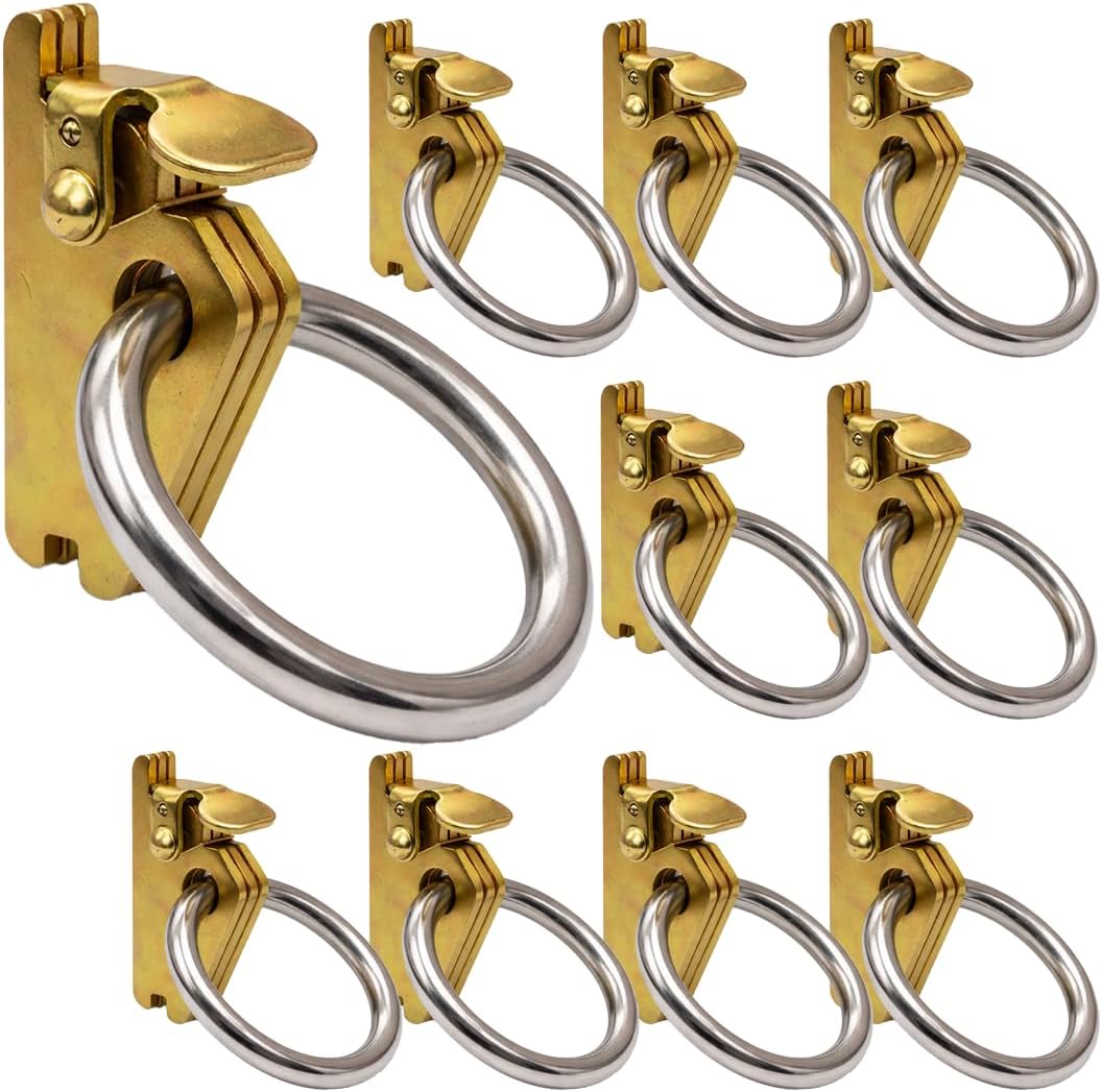 BoxerTool Heavy Duty E-Track Tie Down Anchors (10 Pack) - Heavy Duty Steel 2" O-Ring E Track Accessories for Trailer, Vans, Trucks, Motorcycle, Enclosed/Flatbed Trailers