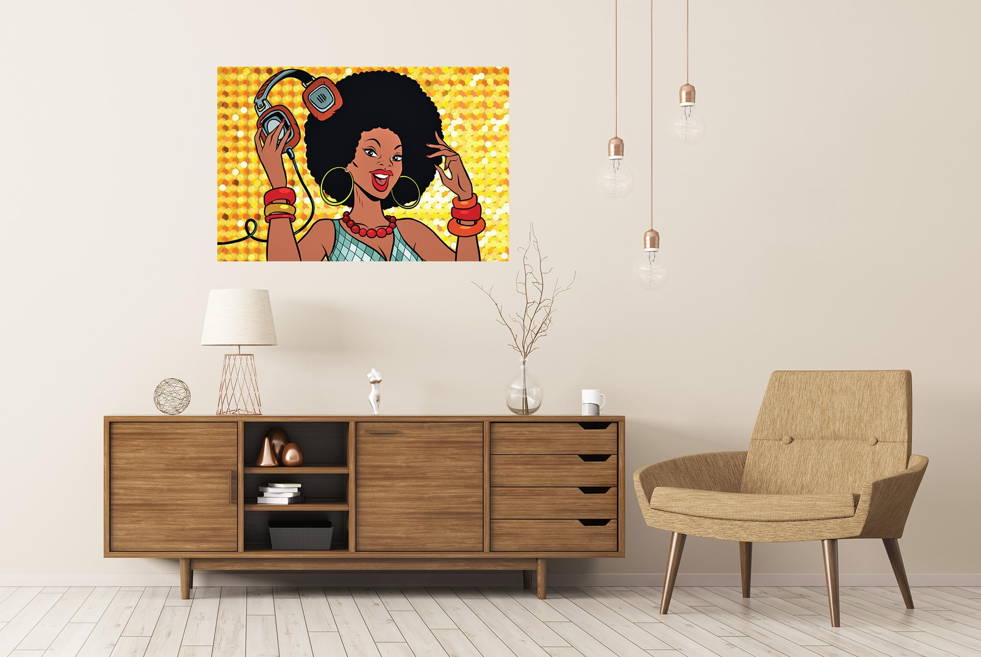 islandburner XXL poster con Stampa stock africana americana Dj cuffie audio musica pop art retrò immagini stampa foto