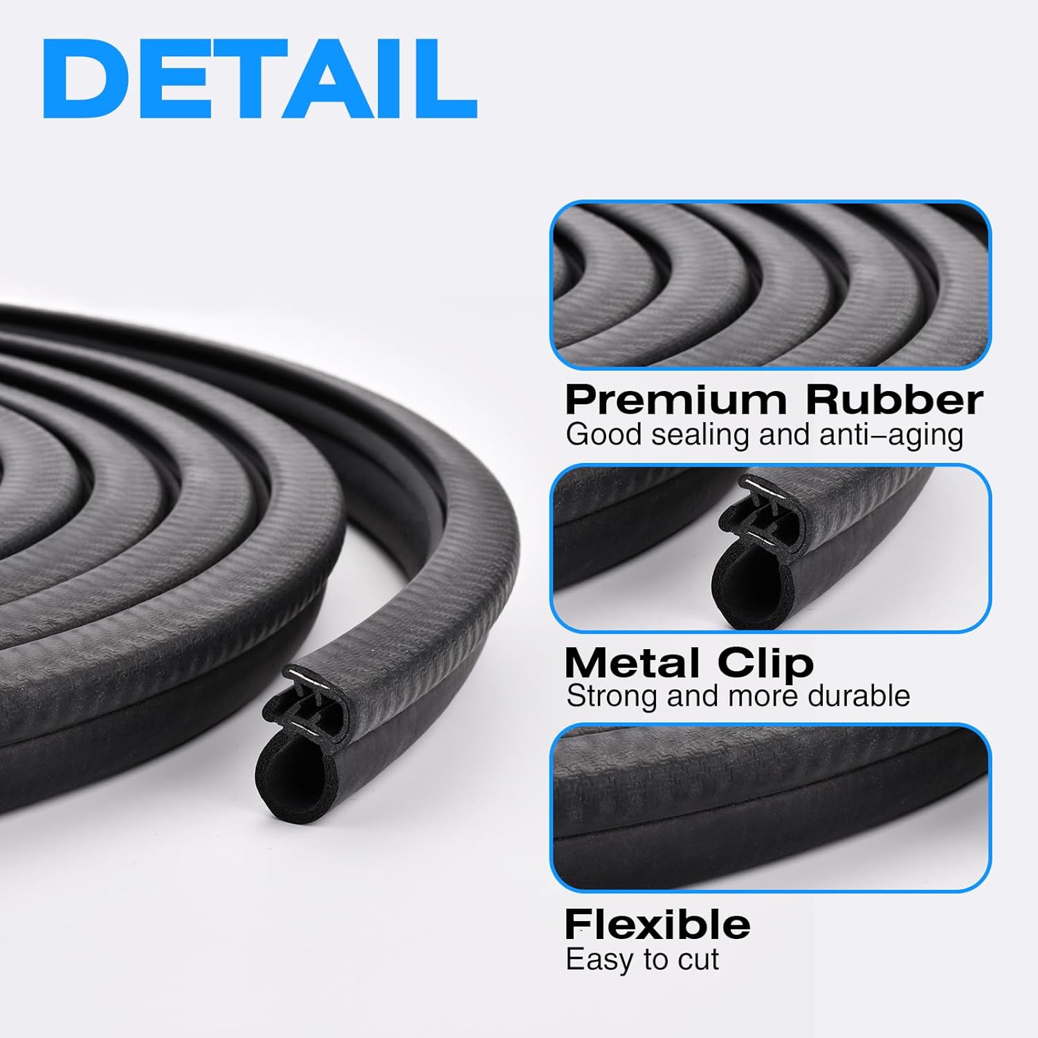 Door Weather Stripping Seal Compatible with 1999-2007 Chevy Silverado Suburban Avalanche,GMC Sierra Yukon, Cadillac Escalade,Rubber Front Door Weatherstrip Replace#15244250 15063155