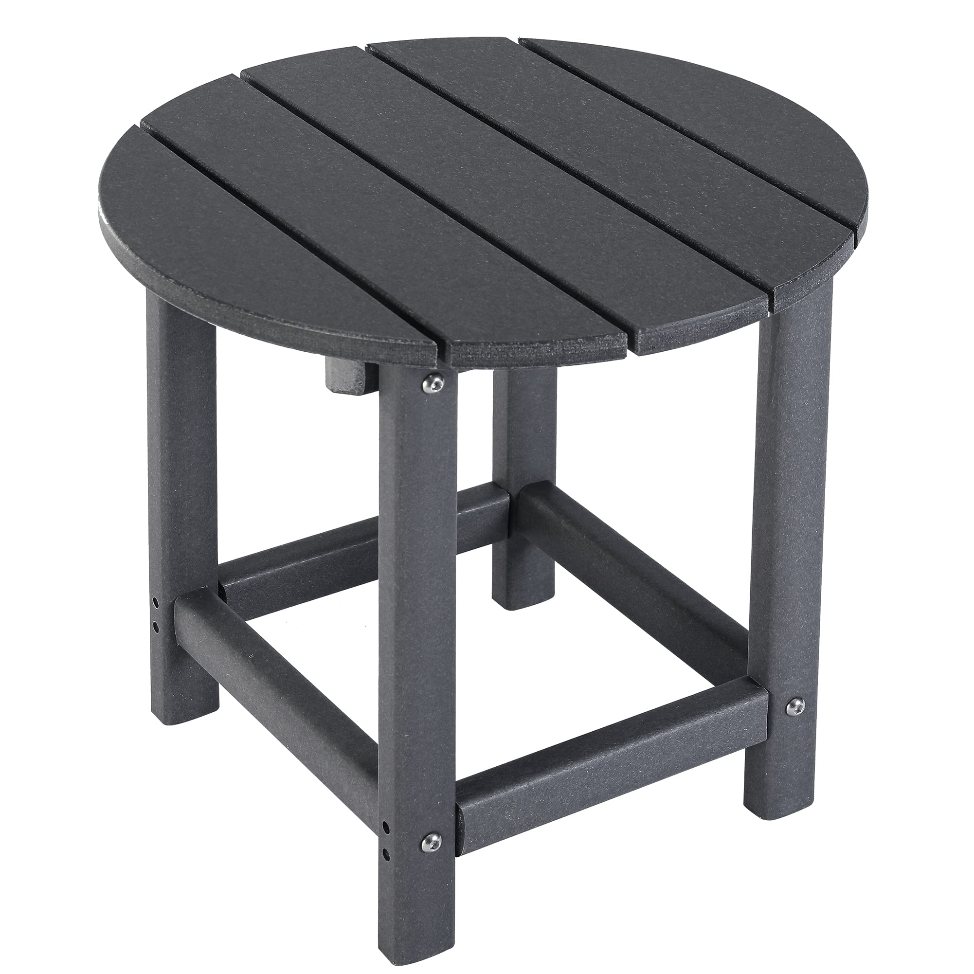 Photo 1 of LZRS Round Adirondack Side Table End Table, Outdoor Side Tables for Patio, Backyard,Pool, Indoor Companion, Easy Maintenance & Weather Resistant(Grey) c:Round Table Grey