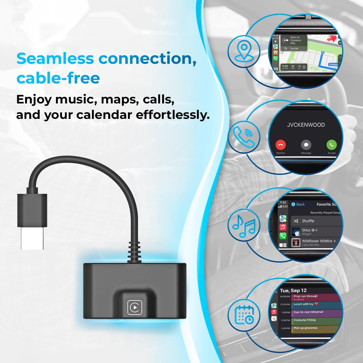 CarPlay interface showing seamless connection