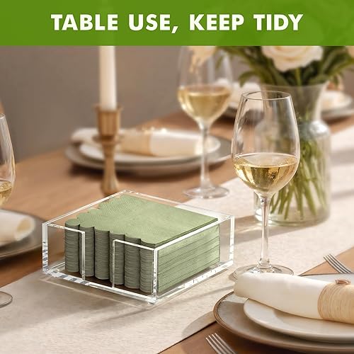 Miniatura 5 de Servilletero de acrílico para mesa de cóctel, para servilletas de 5 x 5 pulgadas, moderno servilletero plano para cocina, servilletas transparentes