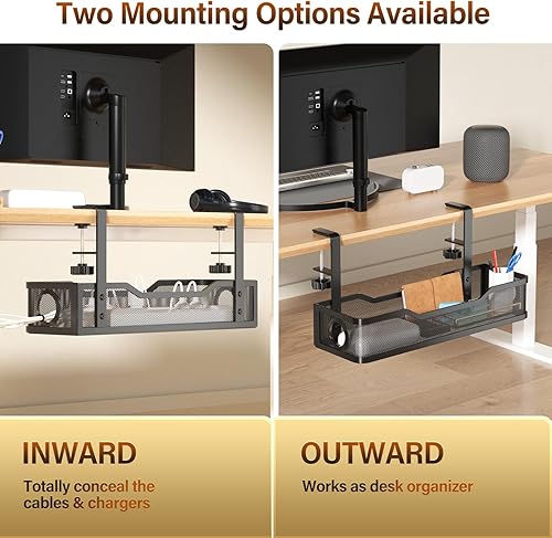 Miniatura 5 de Cinati - Organizador de cables para debajo del escritorio, grande, de 16 pulgadas, para mesa de hasta 3 pulgadas, organizador de cables con
