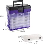Portable Tool Box - Small Parts Organizer with Drawers and Customizable Compartments for Hardware, Tackle, Beads, or Crafts by Stalwart (Purple)
