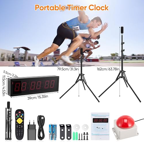 Timer Per Il Conto Alla Rovescia, Cronometro Digitale A 6 Cifre 2,3 Pollici Per Gare Giochi Timer Palestra Con Treppiede Cronometro Sportivo Con Telecomando 12/24 Ore Luminosità Regolabile (Collega) - 7
