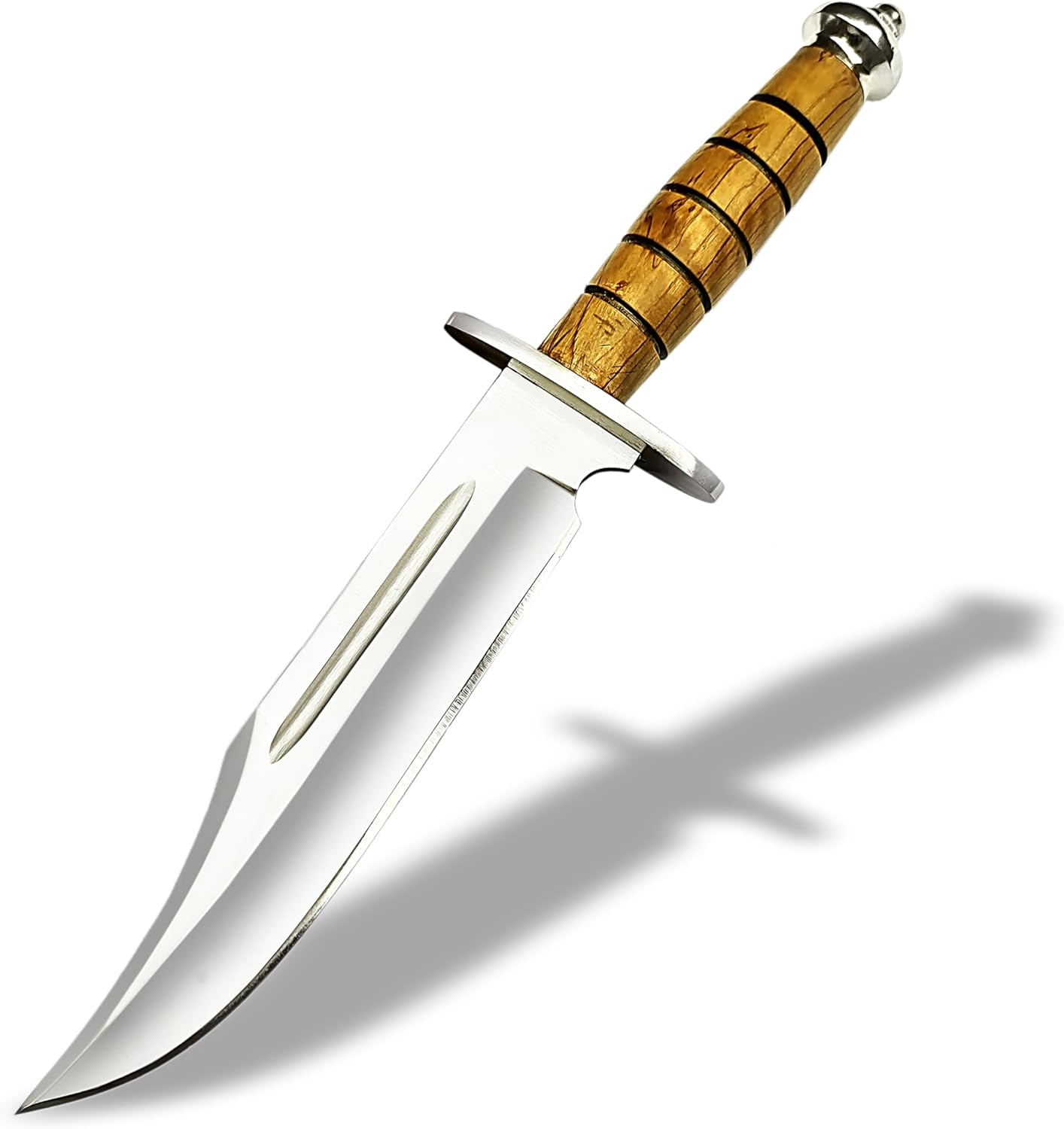 Handmade D2 Steel 13 Inches Bowie Knife With Sheath, Hunting Knife With Wood Handle And Steel Guard Ideal For Bushcraft, Camping, Survival, Hunting & Outdoor Use (OLIVE HANDLE)
