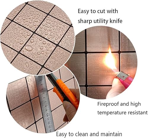 Miniatura 4 de WEIMEI - Azulejo de pared de metal para salpicaduras de 12 hojas, calcomanías de pared 3D adecuadas para cocina, pared y baño (rosa 2)