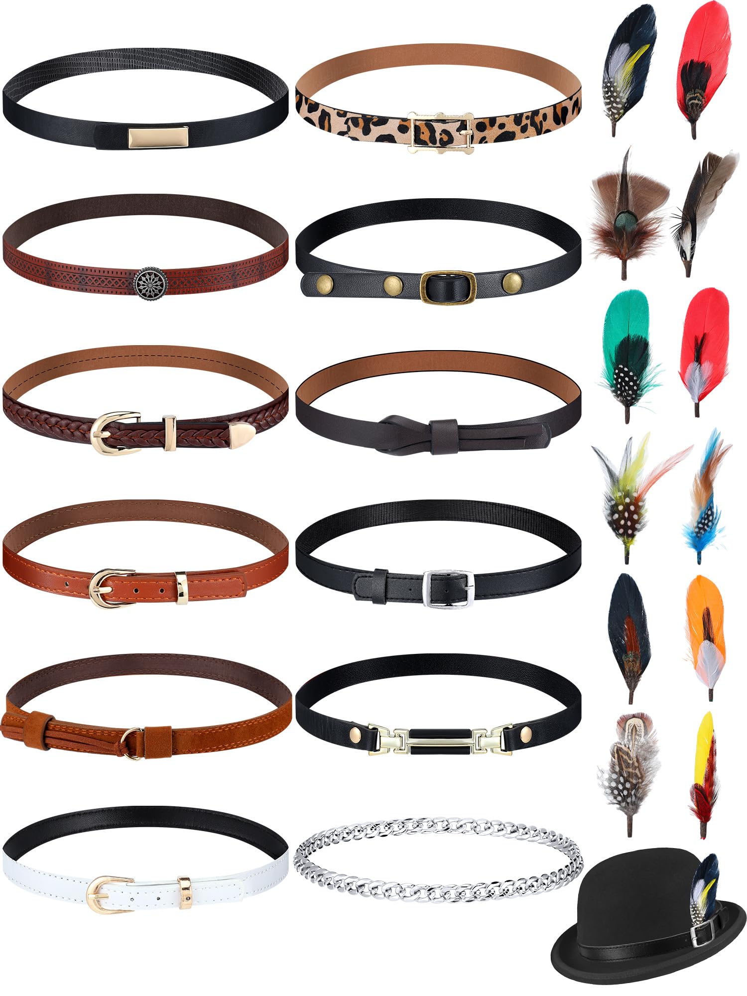 Breathffy 24 Pcs Hat Bands Decorative Feathers for Cowboy Panama Western Costume Headwear Women Men