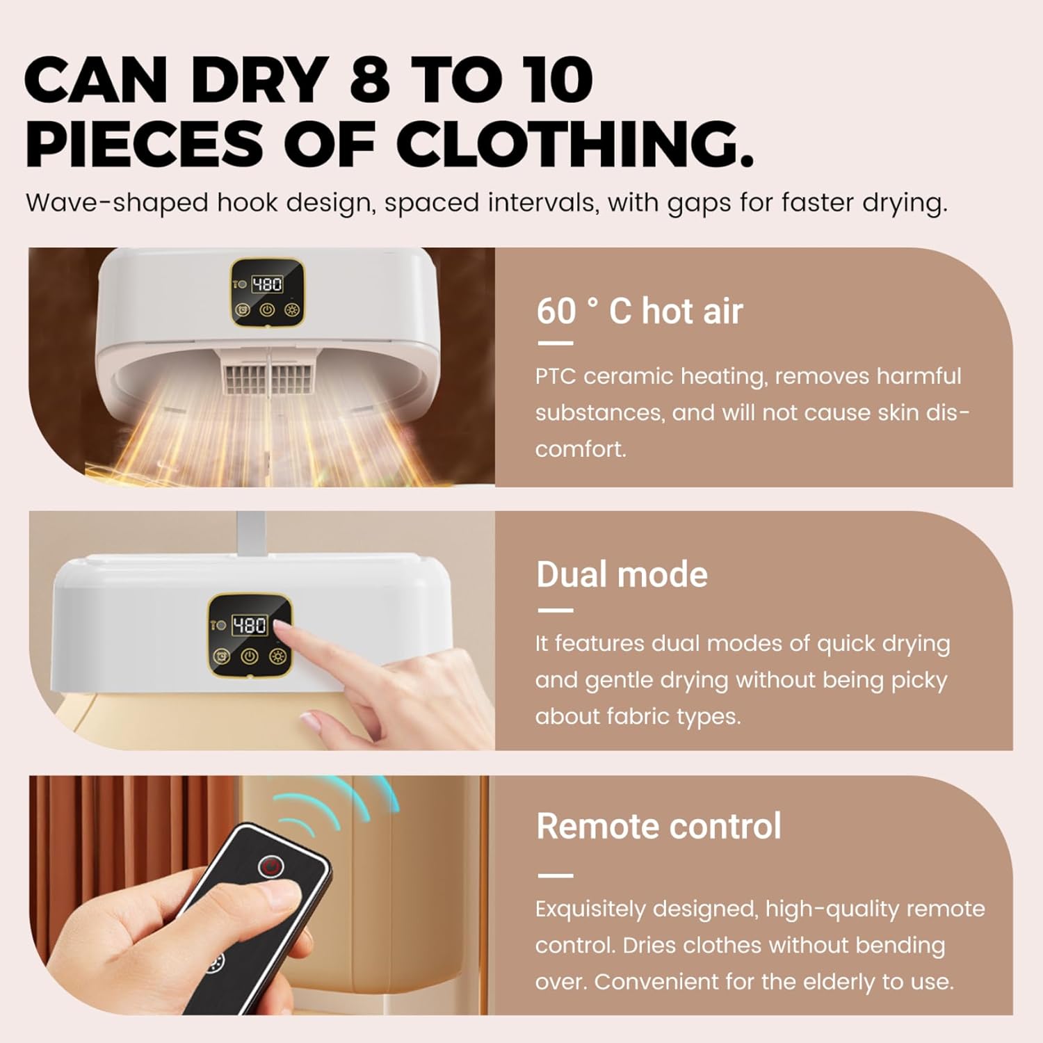 Portable Clothes Dryer with Remote Control Foldable Mini Dryer Machine for Travel Carry RV Home Apartment