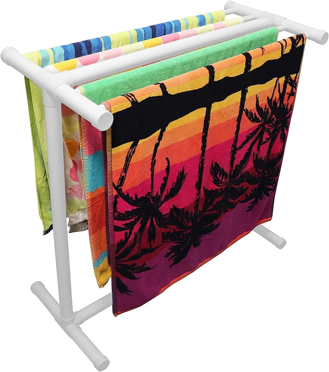 Pool Bins Toallero de piscina para 5 bares, organizador horizontal de almacenamiento junto a la piscina, también almacena flotadores, (20 pulgadas