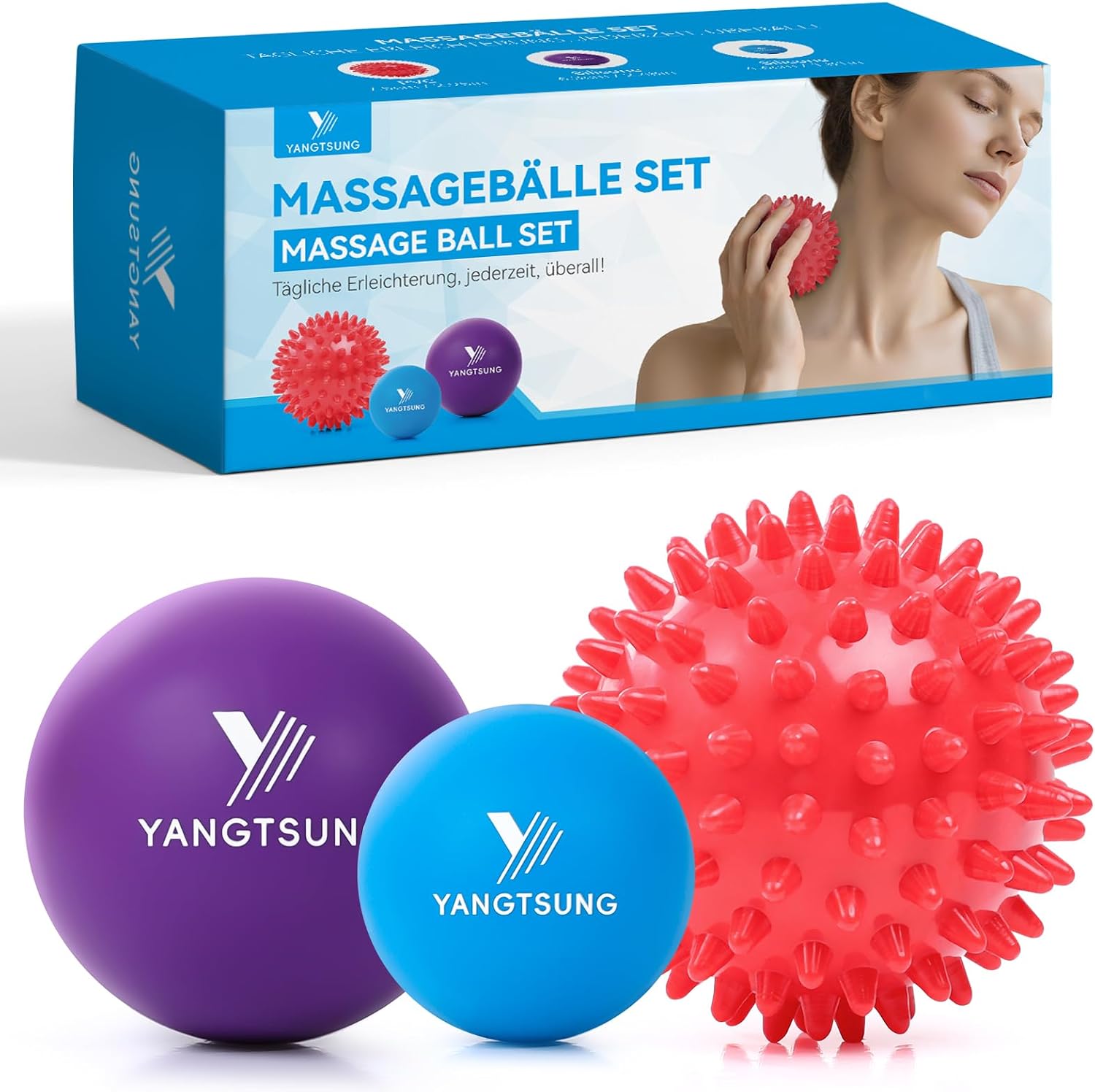 Zestaw Piłek do Masażu, Piłka do Masażu & Lacrosse, do Głębokiej Tkanki Mięśni, Myofascial Release, Terapia Punktów Spustowych, Plantar Fasciitis Ulga, do Stóp,Plecach, Szyi, Stopie