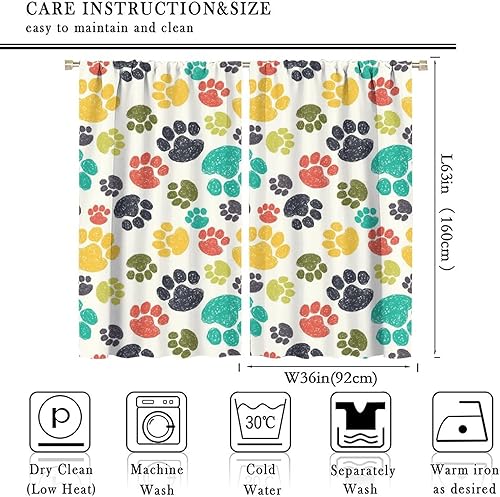 Miniatura 48 de Cortinas opacas con estampado de patas de perro, estampado de patas de perro y huesos, tratamiento de ventana, cortinas con aislamiento térmico