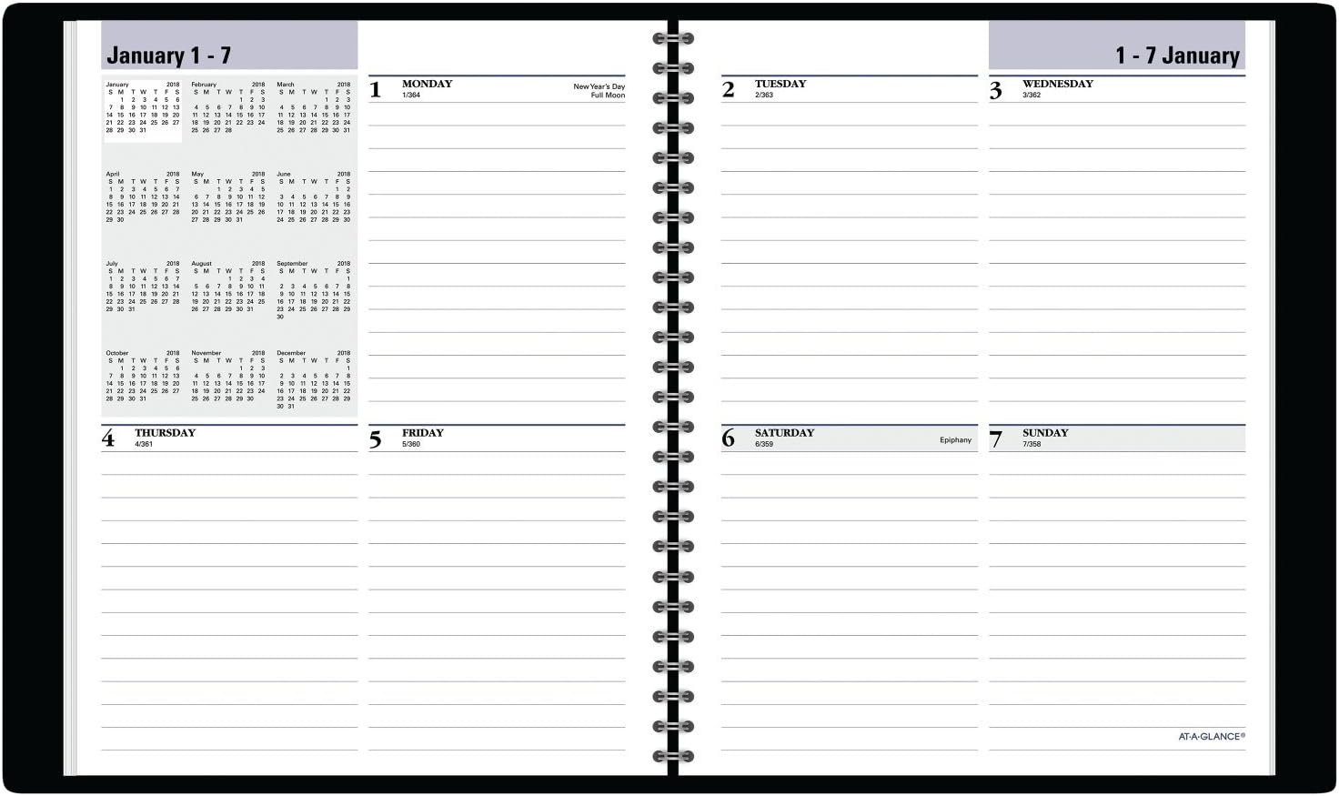 AT-A-GLANCE DayMinder Weekly Planner, January 2018 - December 2018, 6-7/8" x 8-3/4", Block Style, Black (G53500)