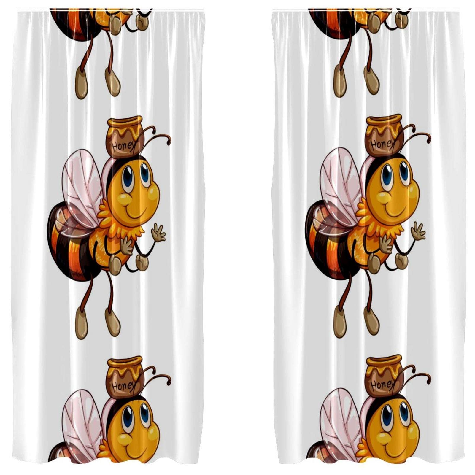 Cortinas opacas de abejas y miel de microfibra con 2 paneles de 55 x 84 pulgadas para dormitorio
