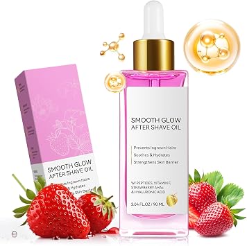 After Shave Oil for Women Smooth Skin, Smooth Glow After Shave Lotions - Strawberry Scent Soothing & Hydrating, Prevent Ingrown Hairs & Dryness for Daily Use, Gentle Irritation-Free Skin - 90ML