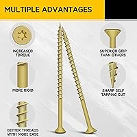Vista 5 de 65 tornillos de madera #10 x 3 caja de 1 libra, tornillos de cubierta de 3 pulgadas, cabeza de transmisión Torx T25, tornillos de construcción