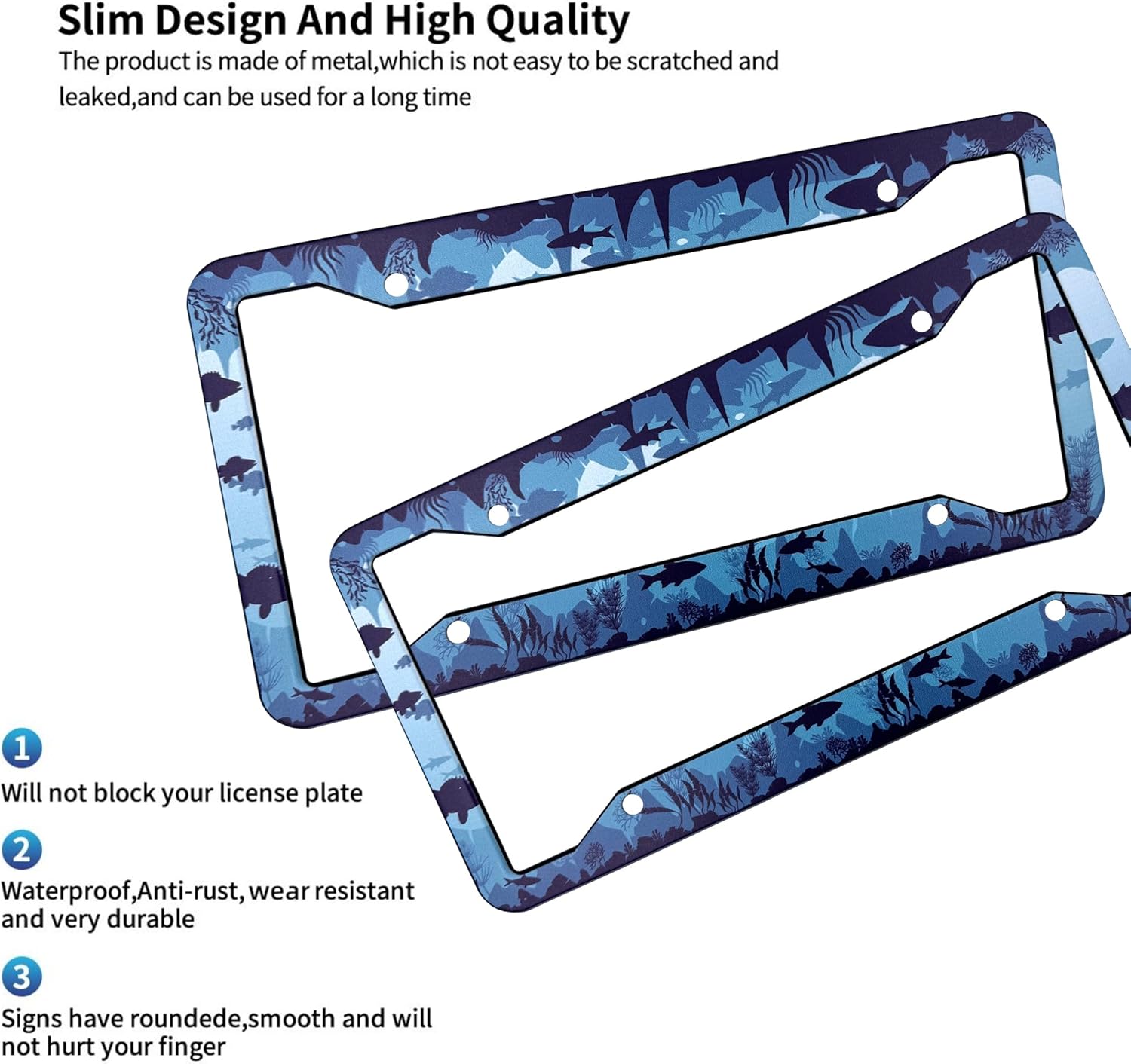 Fish License Plate Frame Cover Universal US Car Plate Holder Tag Accessories Decor for Women Man 2 Pack with Screw 12.3 x 6.3 Inch - Image 5