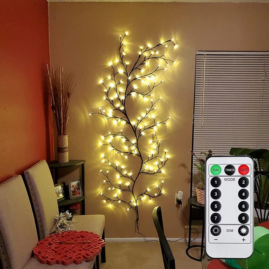 Enchanted Willow Vine Lights with Remote Control On/Off Timmer Dim, Christmas Decorations Artificial Plants Tree Branch Lights 144 LEDs for Walls Indoor Bedroom Living Room Decor
