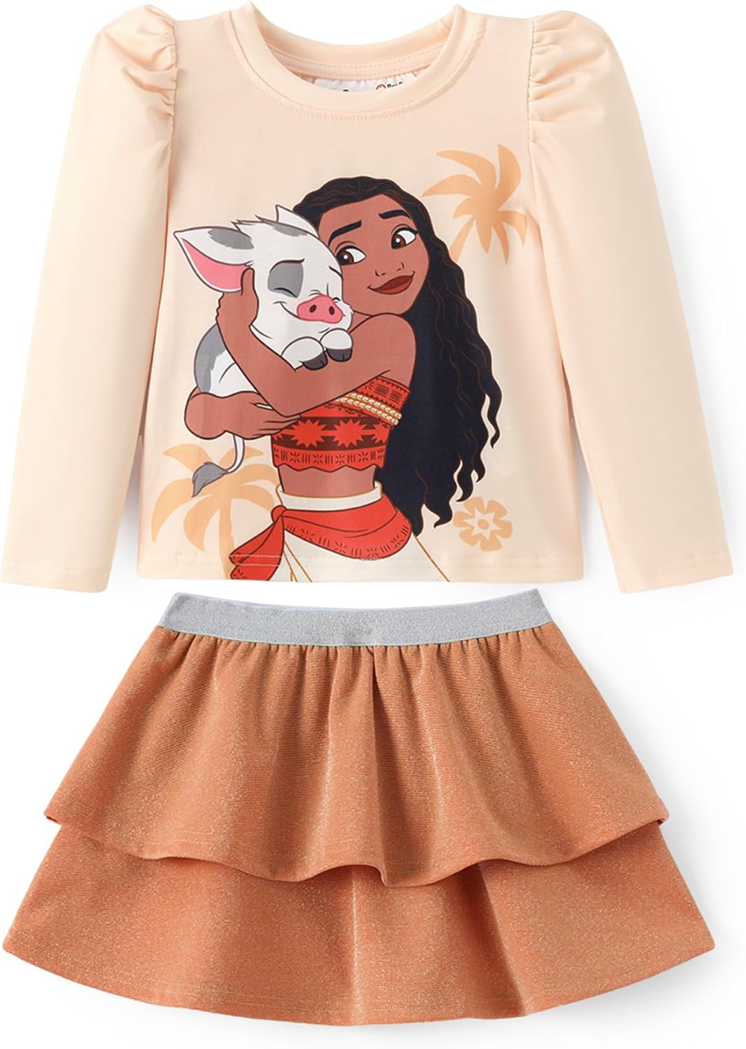 Disney Frozen Elsa Stitch Princess Minnie Toddler Girl 2 Piece Outfit Puff Sleeve Top & Sparkly Skirt Set Birthday Dress 2-9Y