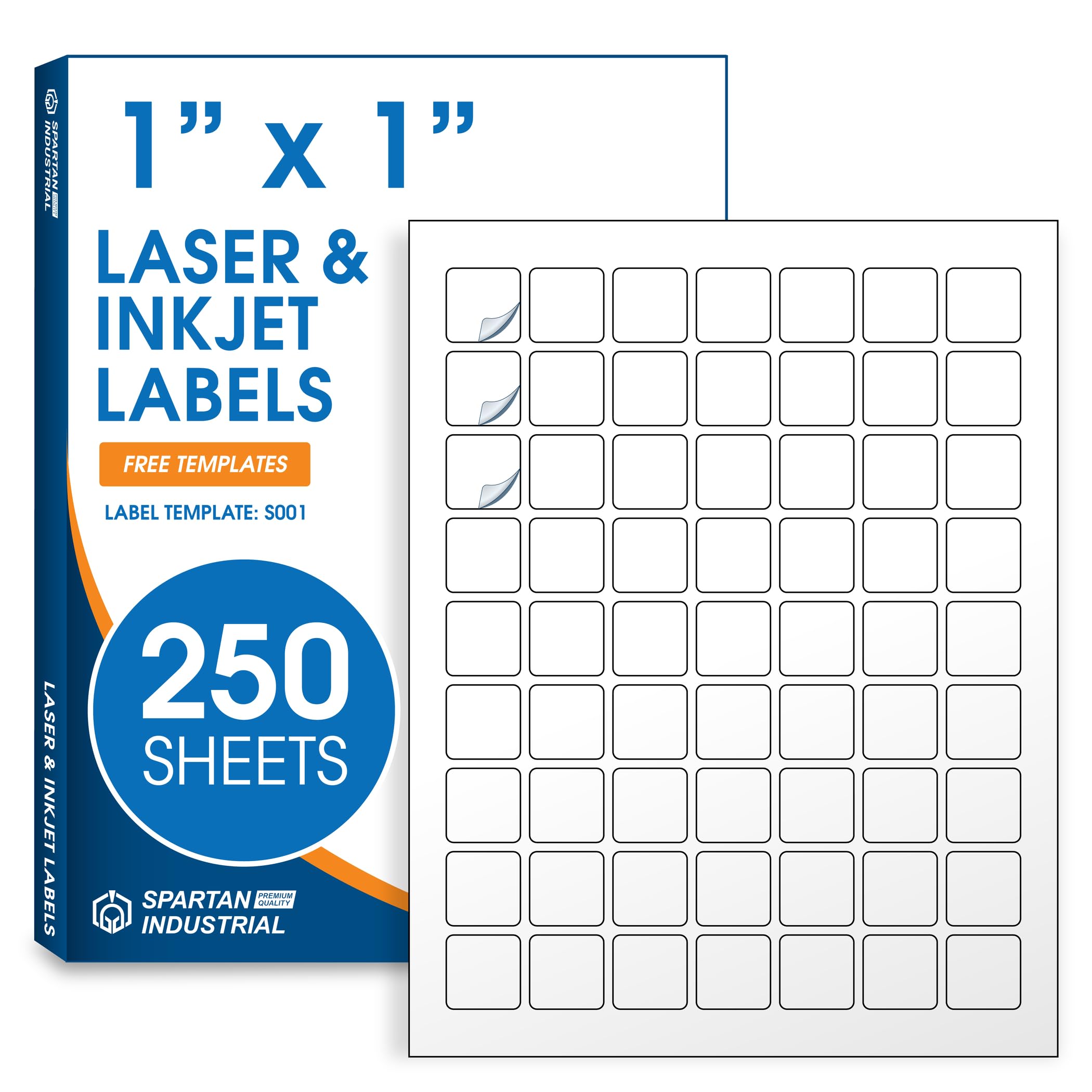 1" X 1" Square Printable Labels for Inkjet and Laser Printers - 250 Sheets, 15750 Matte White Custom Labels for Price Tags, QR Code Stickers, and