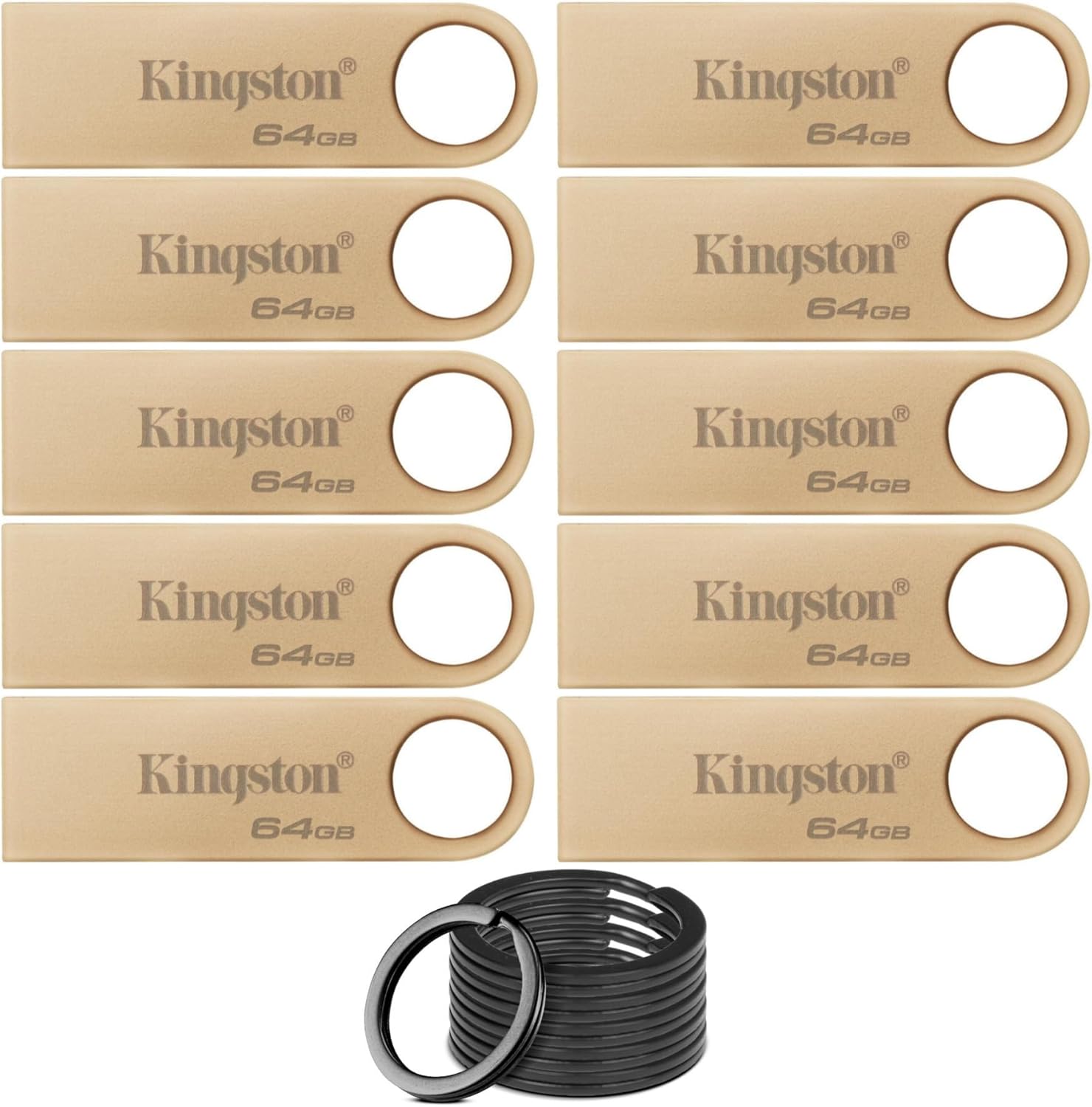 Kingston DataTraveler SE9 G3 USB 3.2 Gen 1 Flash Drive with 220MBPS Read Speed (10-Pack) Bundle with Stainless Steel Keyring Set (11 Items) Kingston DataTraveler SE9 G3 USB 3.2 Gen 1 Flash Drive with 220MBPS Read Speed (10-Pack) Bundle with Stainless Steel Keyring Set (11 Items)
