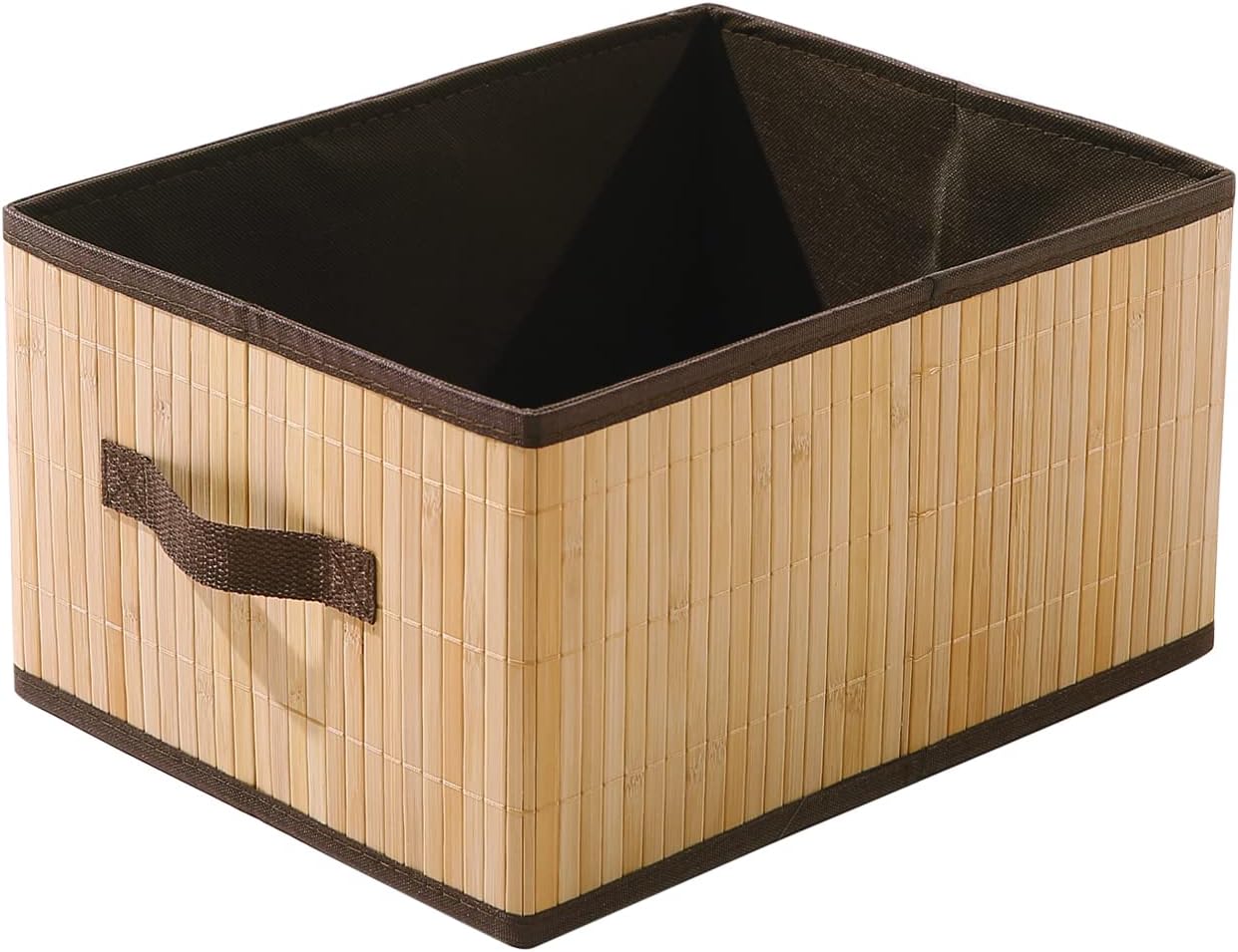 HomeStorie Eco-Friendly Foldable Natural Bamboo Storage Basket Bins Organizer, Pack of 1 (AR1541)