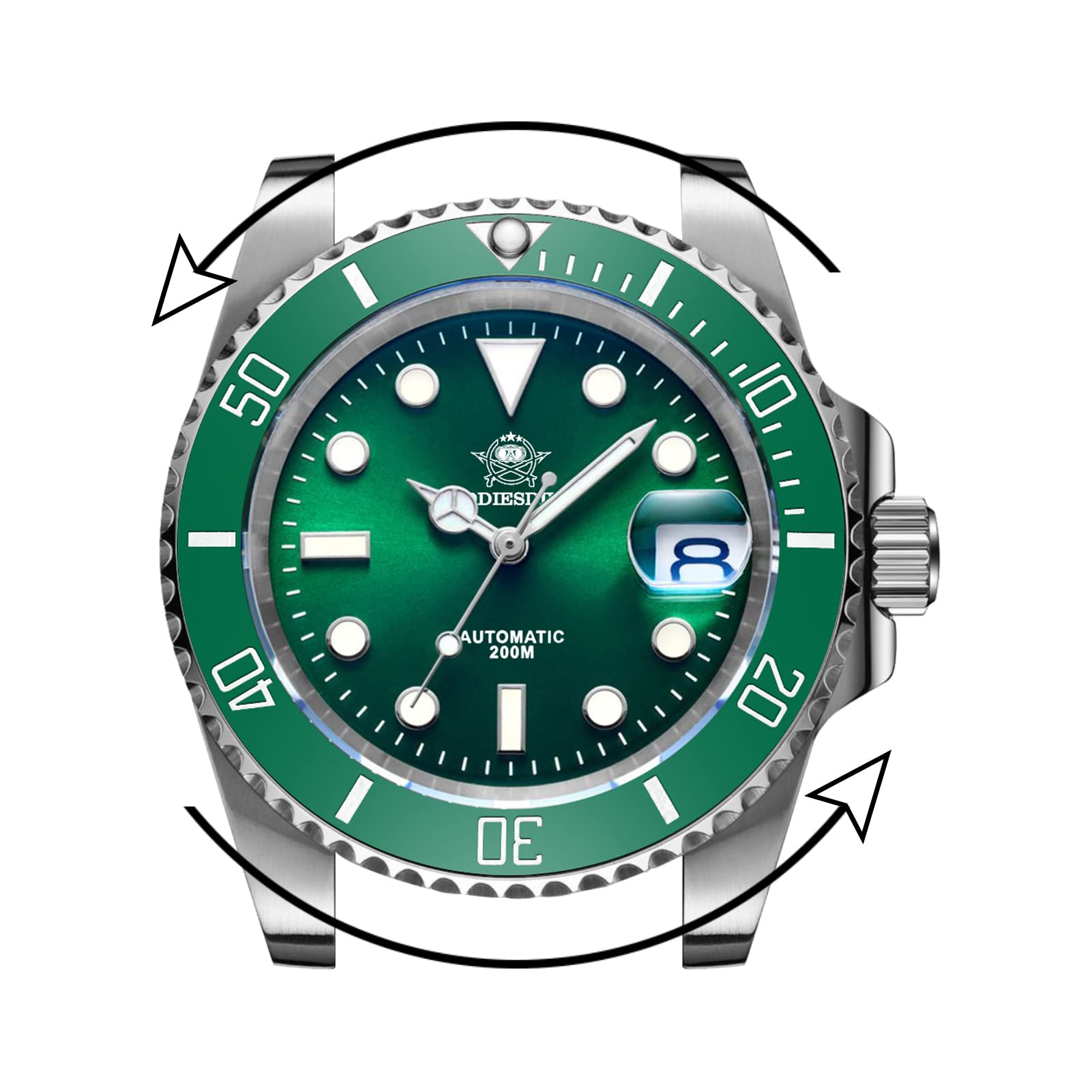 Addiesdive - Orologio d’immersione automatico da uomo, 200 m, orologio subacqueo NH35A, cinturino in acciaio inox