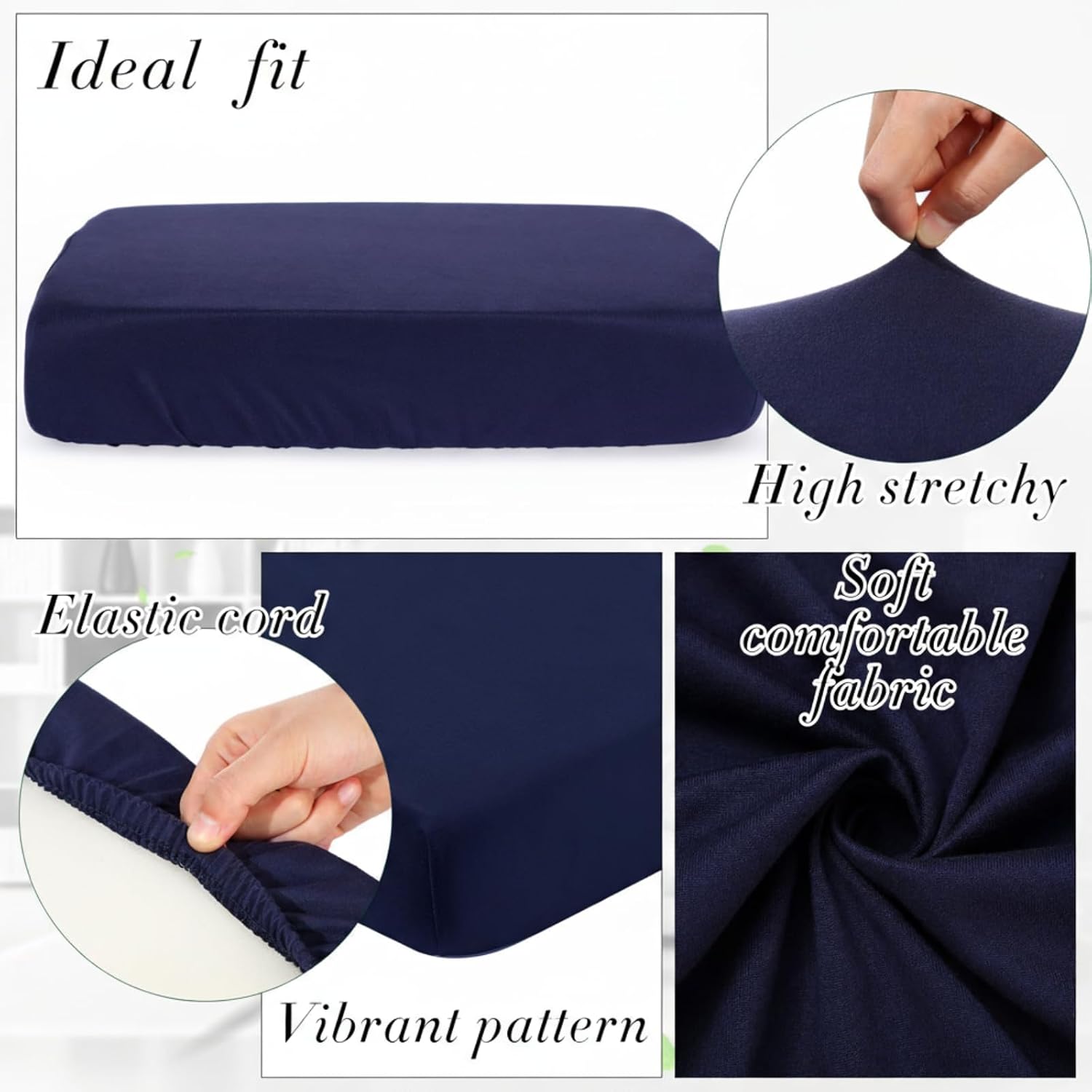 Tingjoo 8Pcs Patio Cushion Covers Stretch Outdoor Couch Cushion Covers Slipcovers Sets Replacement Furniture Sofa Chair Seat Couch Washable(Navy Blue)