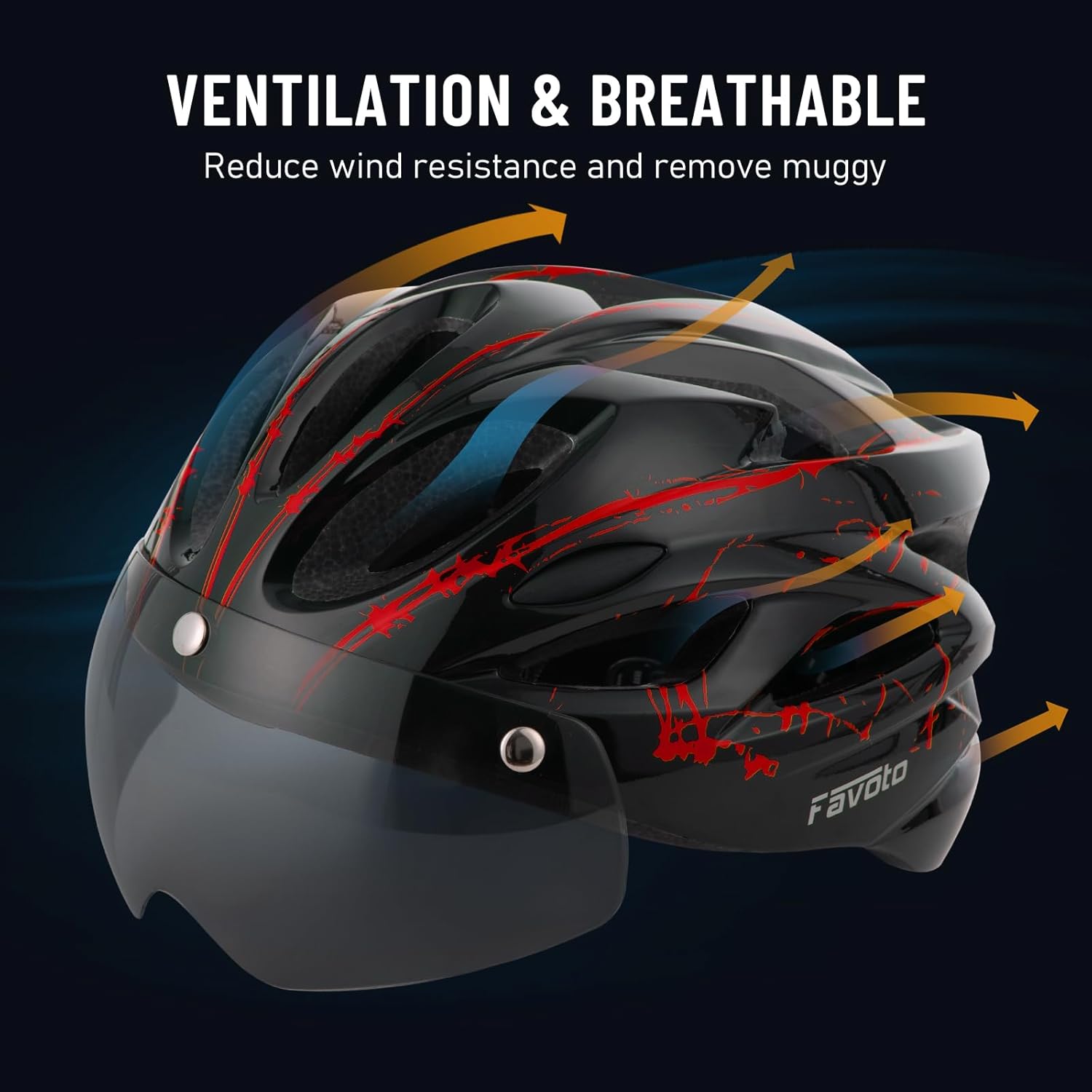 Favoto Bike Helmet Adult - Bicycle Helmet for Men Women Lightweight Cycling Helmets with Led Light Detachable Magnetic Goggles, Breathable Road Bike Mountain Ebike Helmets Adjustable Dial Fit - Image 4