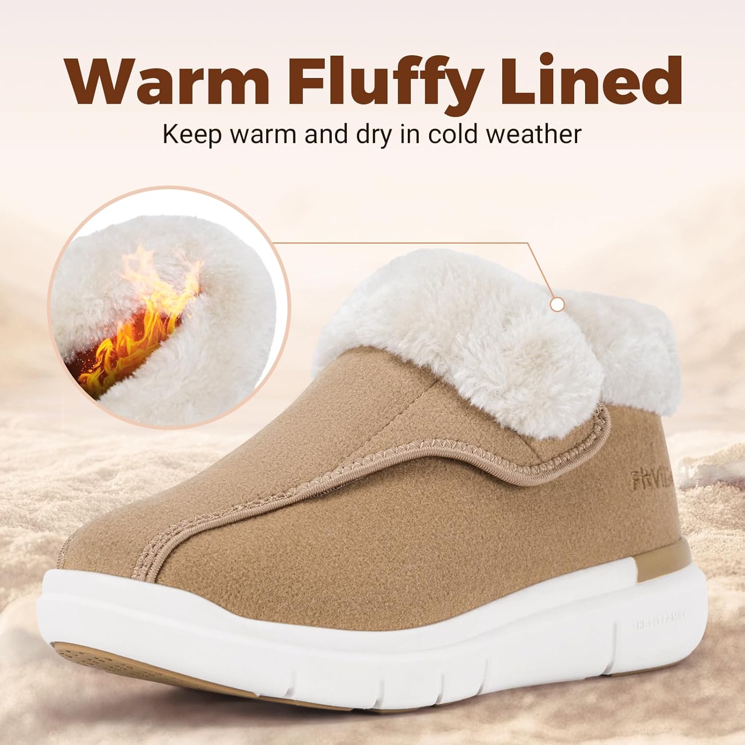 FitVille Diabetic Boots for Women Warm Diabetic Shoes for Women Wide Width Winter Ankle Boots Shoes for Swollen Feet for Elderly Foot Pain Relief Plantar Fasciitis