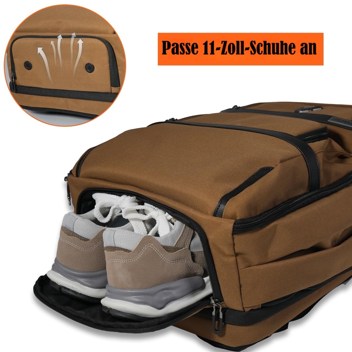 WELKINLAND Reiserucksack mit 20 Taschen, Handgepäck-Rucksäcke, 40,6 cm (16 Zoll) Laptop-Rucksack für Herren, erweiterbarer Rucksack mit Trolleyhülle, Reiserucksack mit Schuhfach