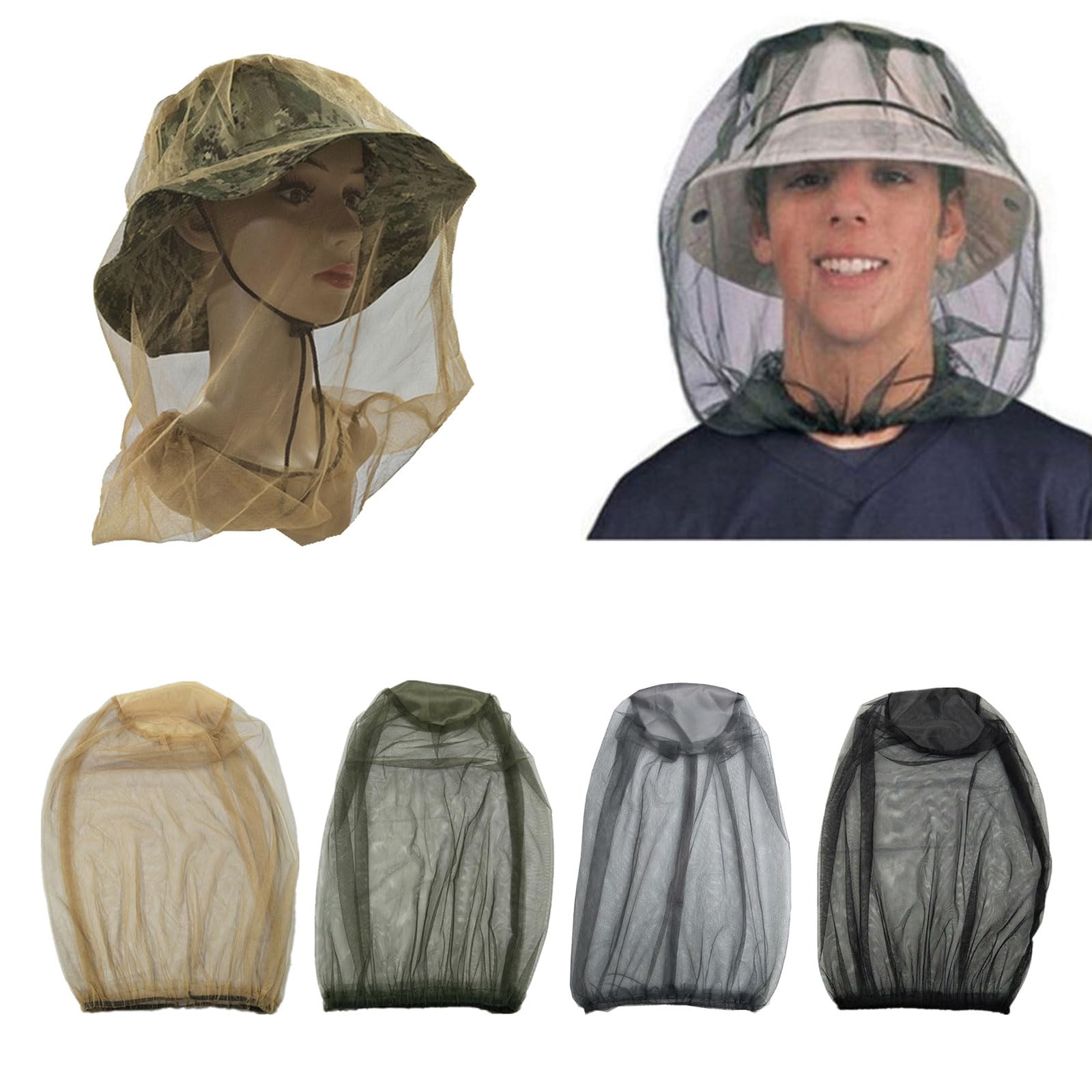 Rooyar Mosquitoes Head Net Face Neck Fly Netting Hoods from Bugs Protections Screen Net for Camping Travel Hiking, Black